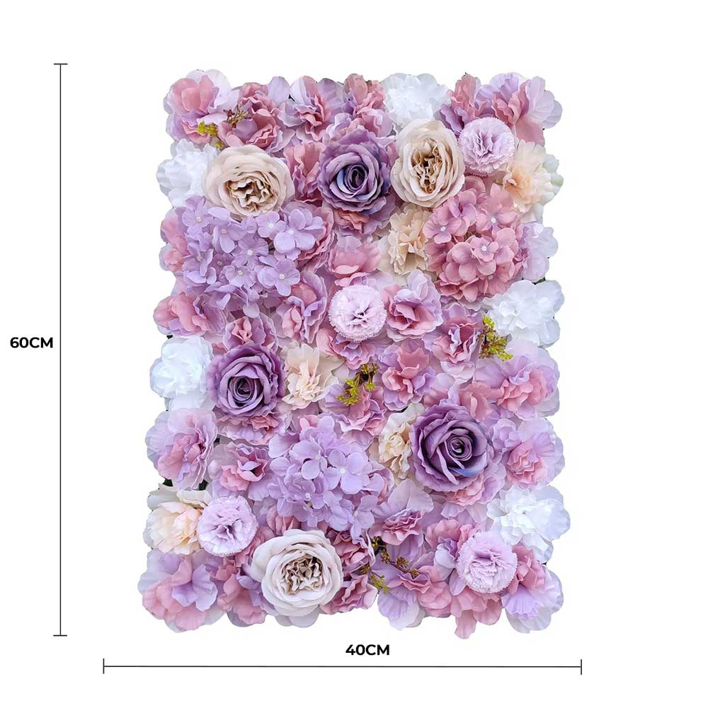 Artificial Flower Wall Backdrop Panel 40cm x 60cm Mixed Pink & White Flowers - Image 2