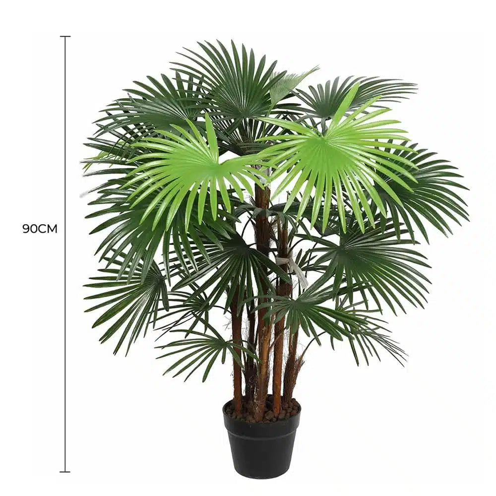 Artificial Wide Leaf Fan Palm Tree 90cm - Image 2
