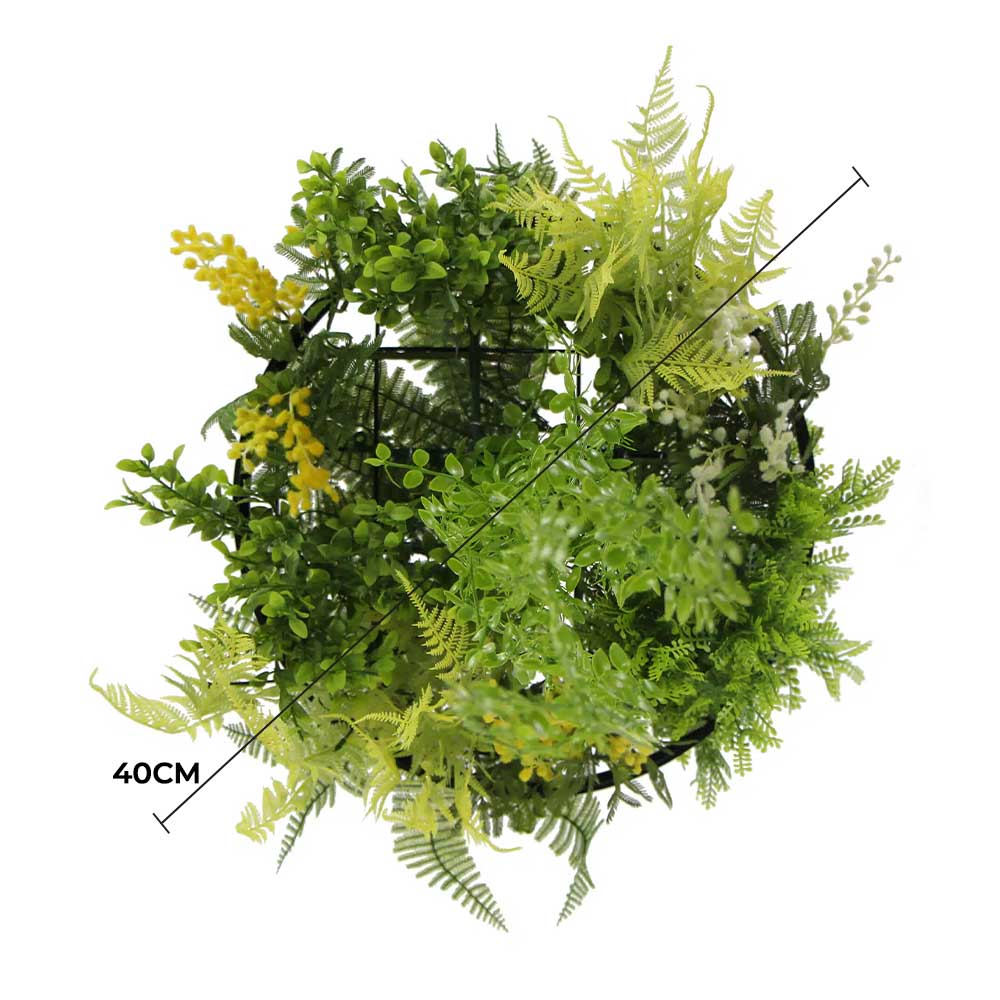 Black Framed Roof Hanging Disc with Draping Life-like Plants 40cm - Image 2