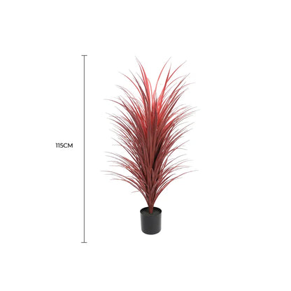 Burgundy Potted Artificial Long Grass (Yucca Grass) 115cm UV Resistant