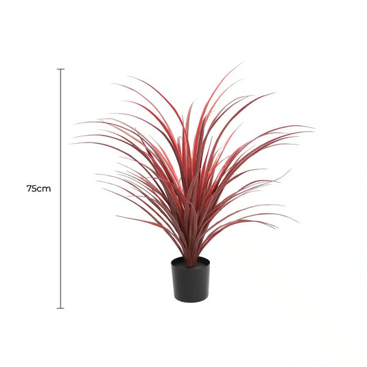 Burgundy Potted Artificial Long Grass (Yucca Grass) 75cm UV Resistant