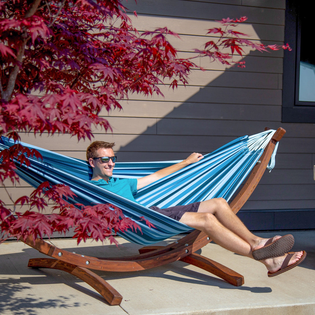 Vivere Brazilian Style Cotton Hammock - Blue Lagoon