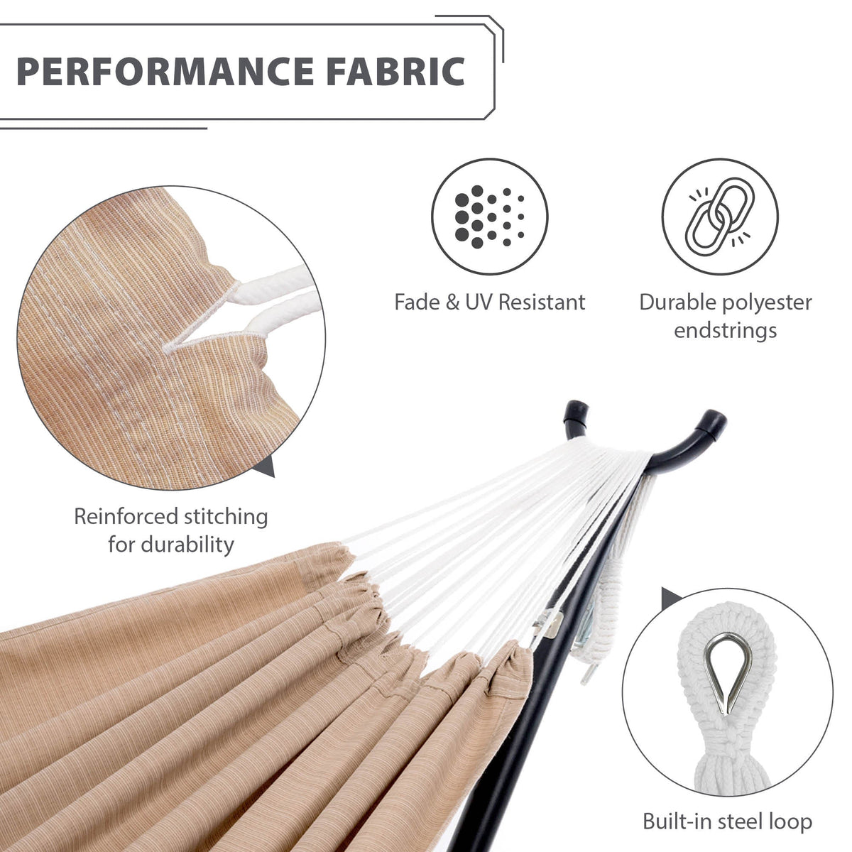 Vivere Brazilian Style Sunbrella Hammock - Sand