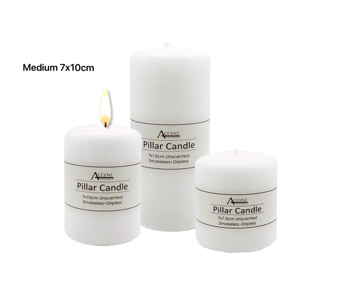 bulk 36 Unscented White Pillar Candle Tapered 10cm
