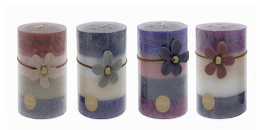 bulk 36 4 Tone Scented Pillar Candle 10cm