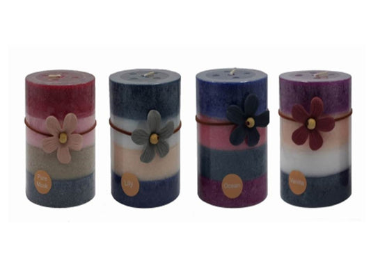 bulk 36 4 Tone Scented Pillar Candle 10cm - Image 2