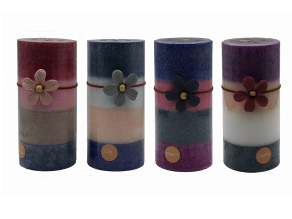 bulk 24 4 Tone Scented Pillar Candle 15cm - Image 3