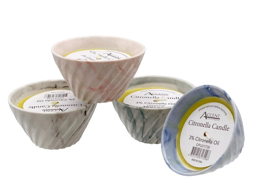 bulk 36 Citronella Candle in Ceramic Marble Bowl 9cm