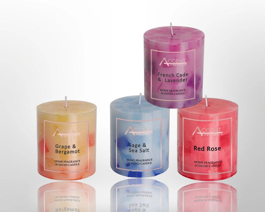 bulk 48 Scented Chunk Pillar Candle 7cm