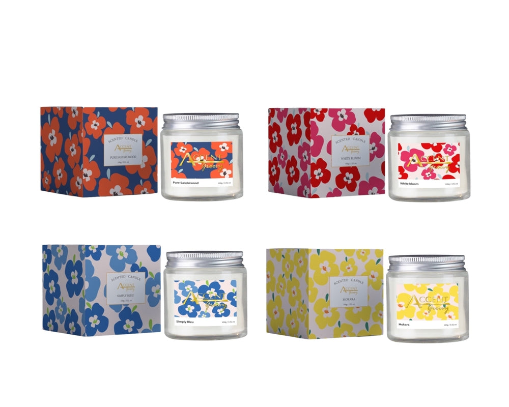 bulk 24 Accent Groovy Scented Glass Jar Candle 100G 