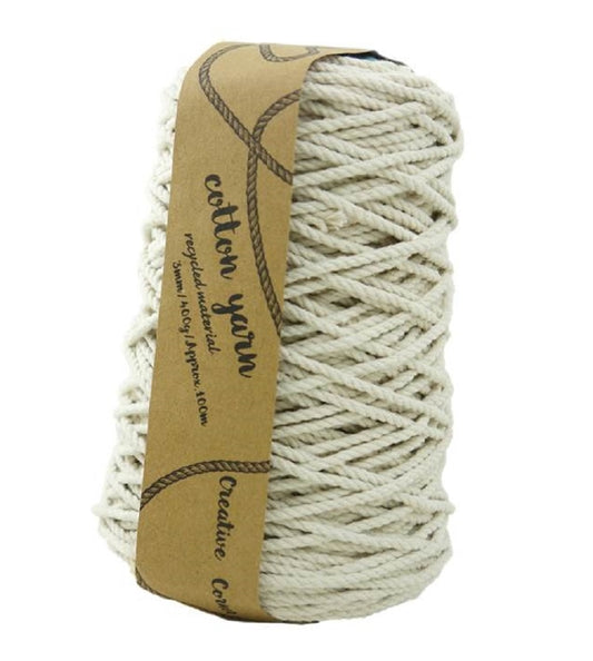 bulk 12 Macrame Cotton Yarn 100mtrs 3mm 400G Natural