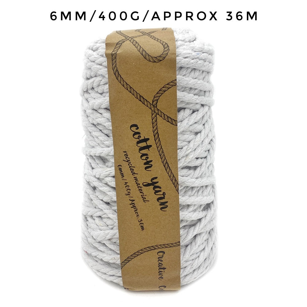 bulk 12 Macrame Cotton Yarn 36mtrs 6mm 400G White