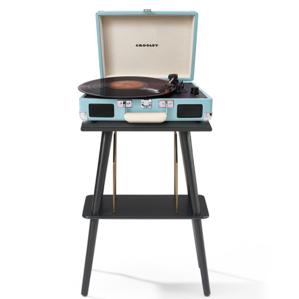 Crosley Cruiser Bluetooth Portable Turntable + Crosley Turntable Stand Bundle - Turquoise