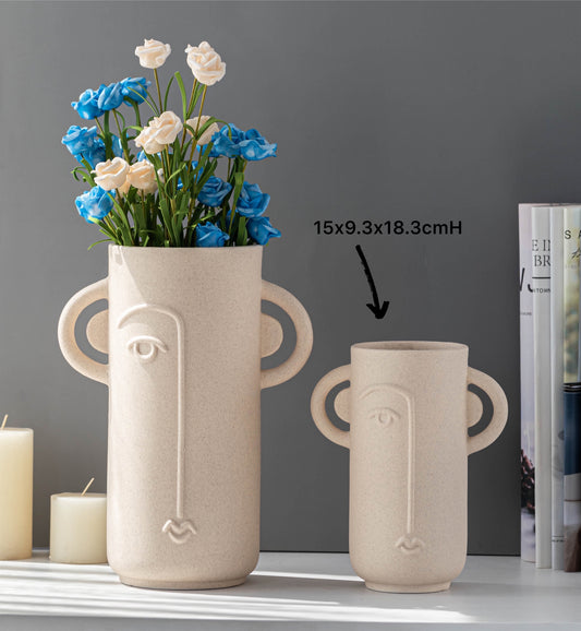 Abstract Face Ceramic Vase Flower 18cm