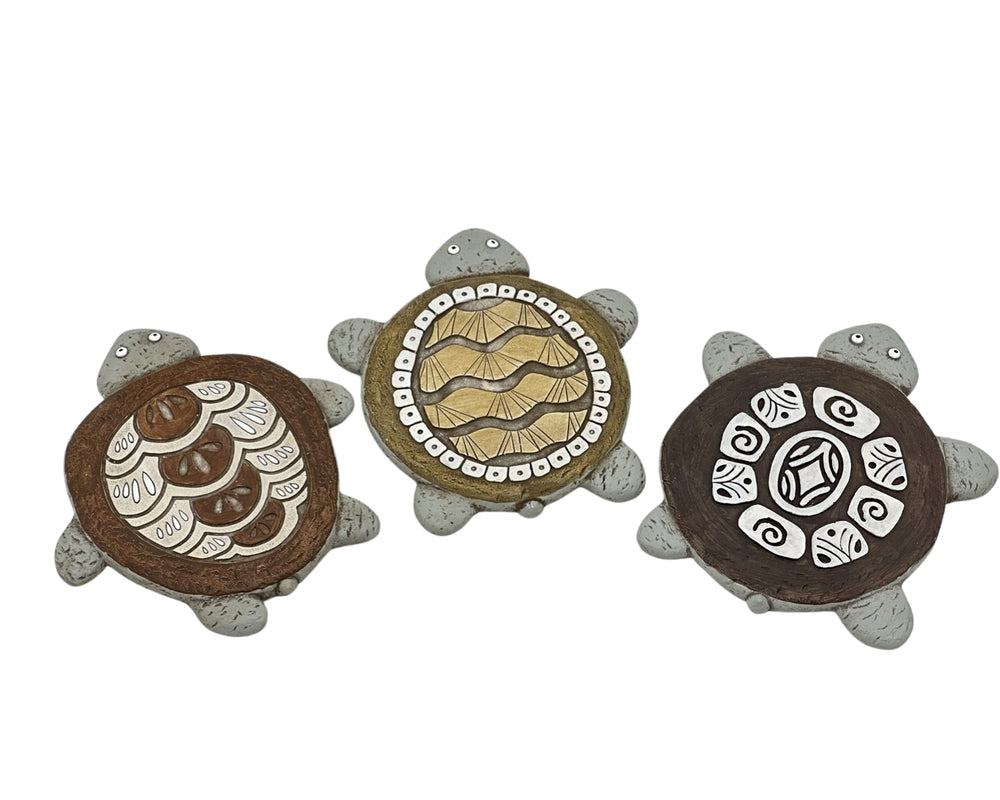 Set 3 Turtle Cement Plaques Assorted 22cm