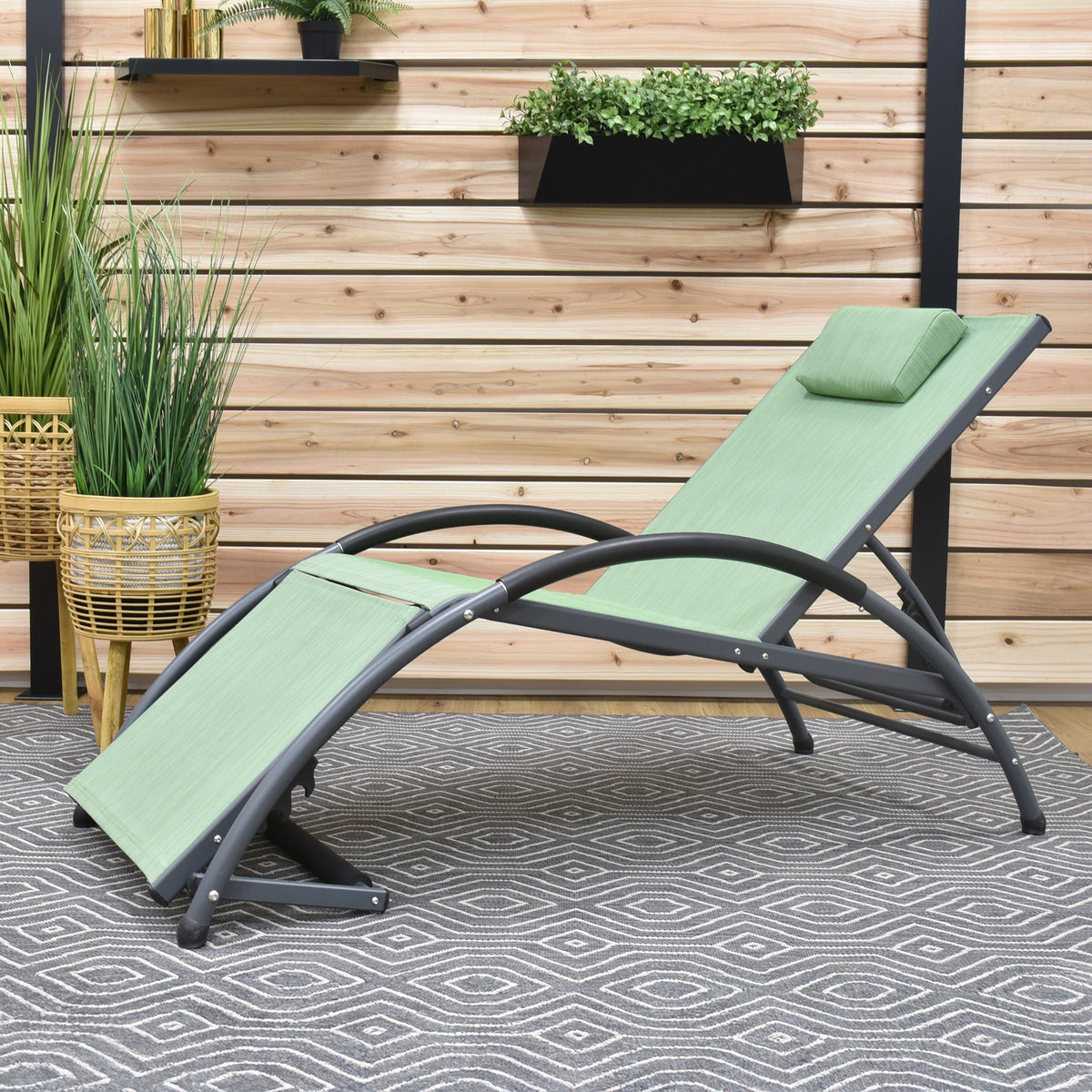 Vivere Dockside Phifer & Aluminum Sun Lounger - Olive Grove