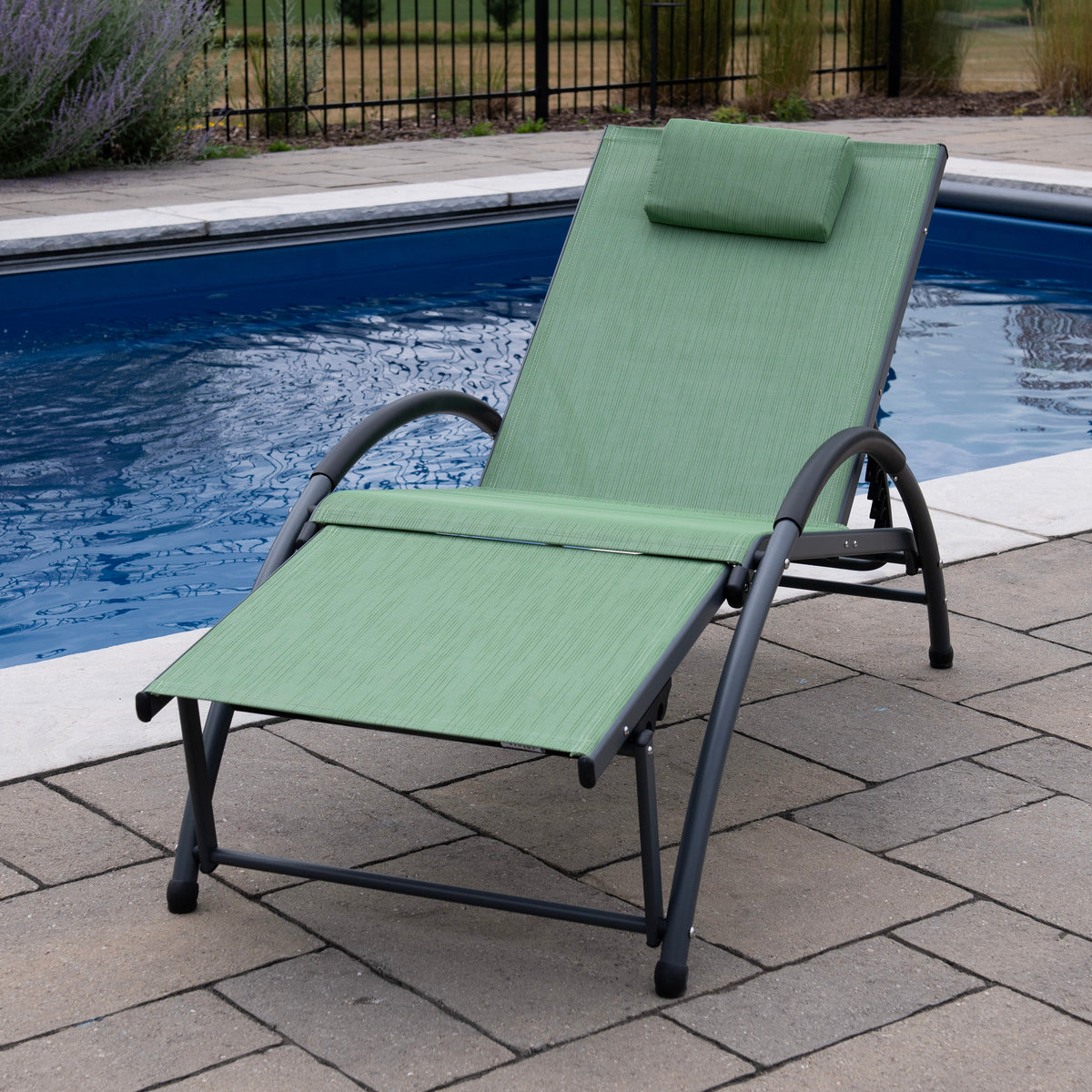 Vivere Dockside Phifer & Aluminum Sun Lounger - Olive Grove