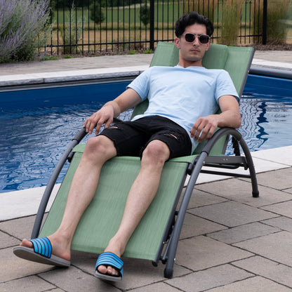 Vivere Dockside Phifer & Aluminum Sun Lounger - Olive Grove