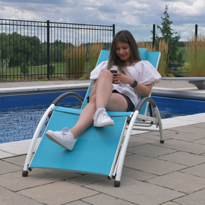 Vivere Dockside Phifer & Aluminum Sun Lounger - True Turquoise