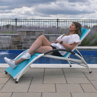 Vivere Dockside Phifer & Aluminum Sun Lounger - True Turquoise
