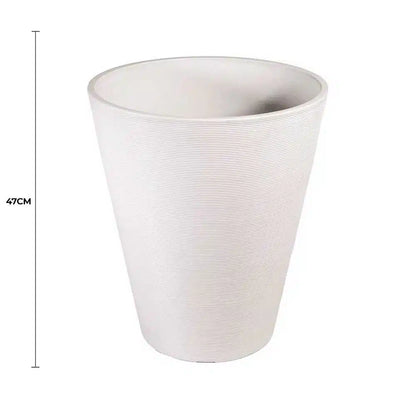 Decorative Textured Round White Planter 47cm - Image 2