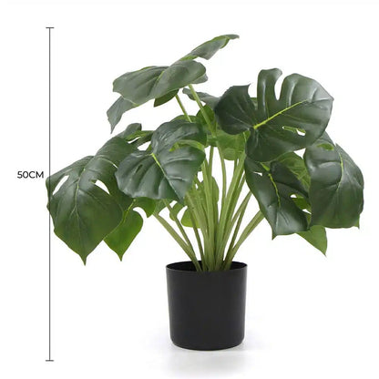 Dense Potted Artificial Monstera Deliciosa Plant With Real Touch Leaves 50cm - Image 2