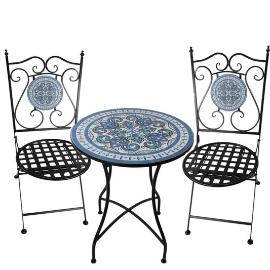 Marrakesh Glow Outdoor Table & Chairs Setting 72cm