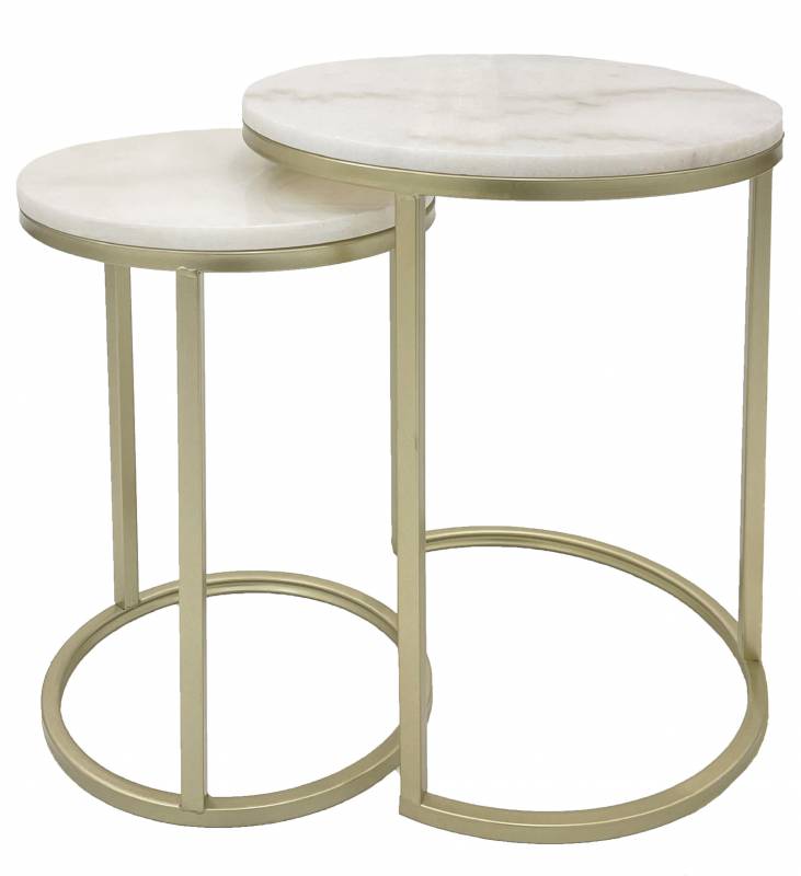 Set 2 Ben Marble Side Table 55cm