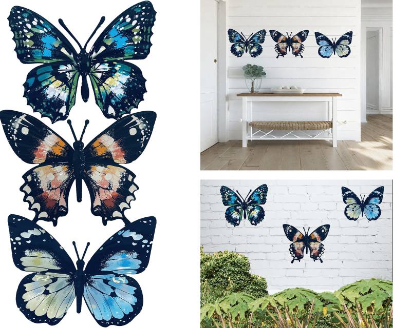 Set 3 Butterfly Wall Art Assorted Design 32cm - Image 3