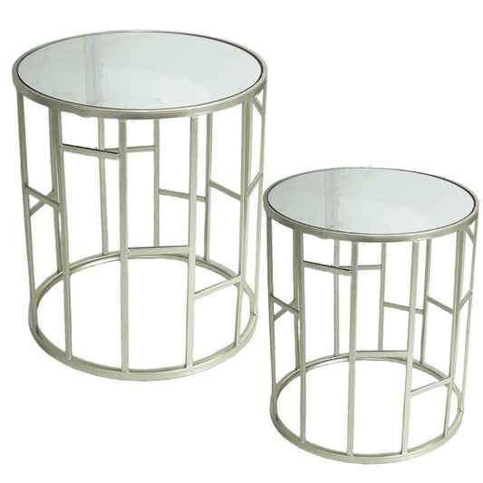 Set 2 Prospect Side Table w Mirror Top 50cm
