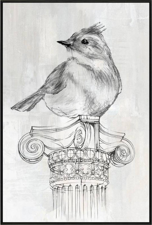 Bird on Column Framed Canvas 90cm