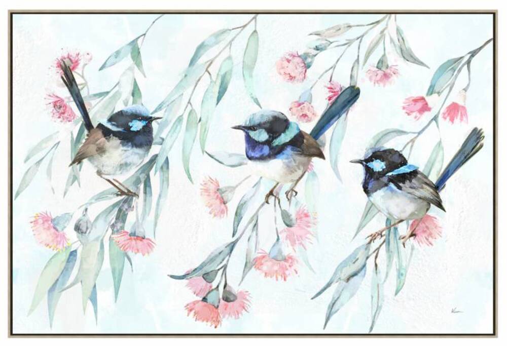 Birds in Love Framed Canvas 90cm