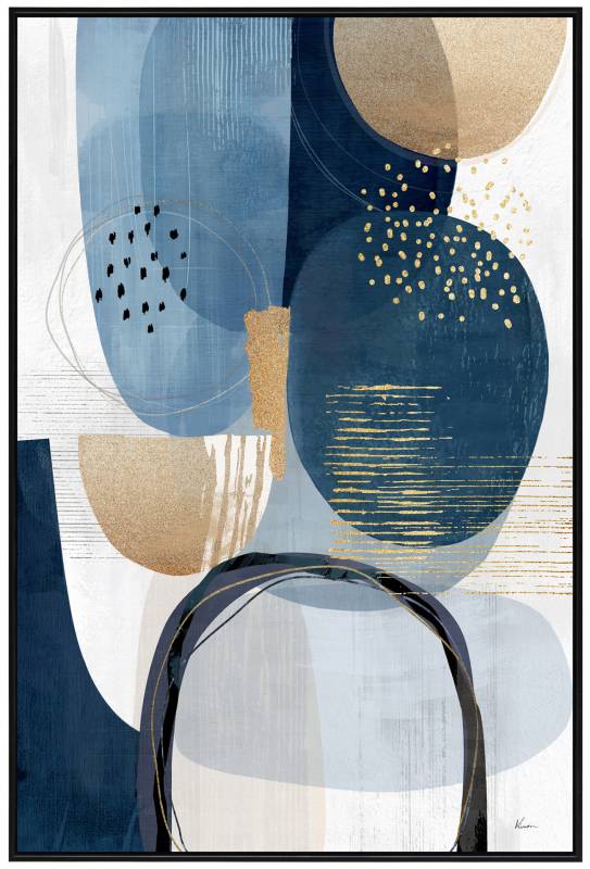 Blue With You Abstract Framed Canvas 60x90cm