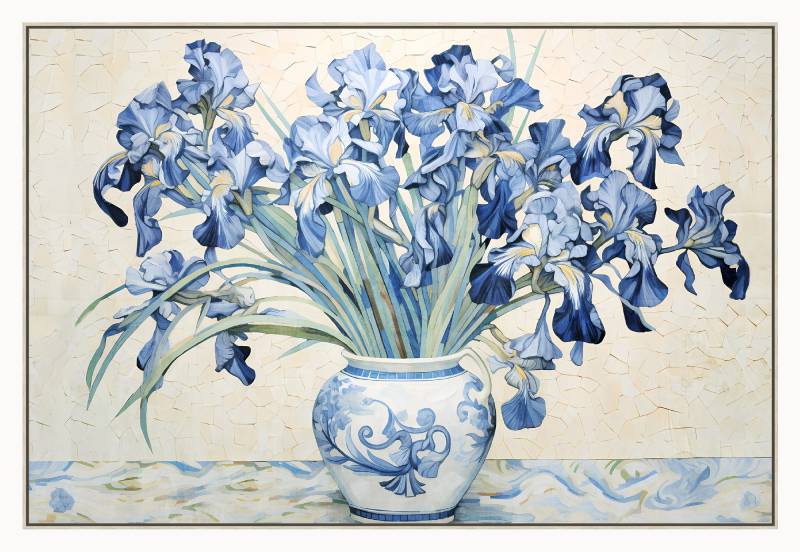 Iris In A Vase Framed Canvas 80cm