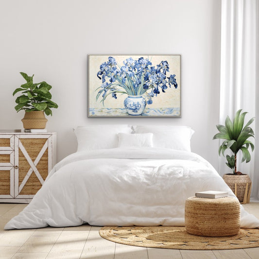 Iris In A Vase Framed Canvas 80cm