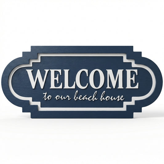 Welcome To Our Beach House Sign 20cm