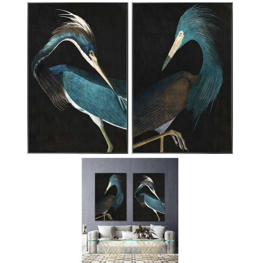 Set 2 Bird Duo Framed Canvas Wall Art 120cm