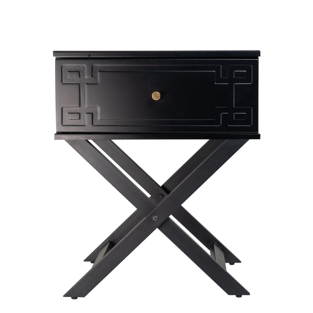 Minya (Pattern) Bedside Table Black 58cm