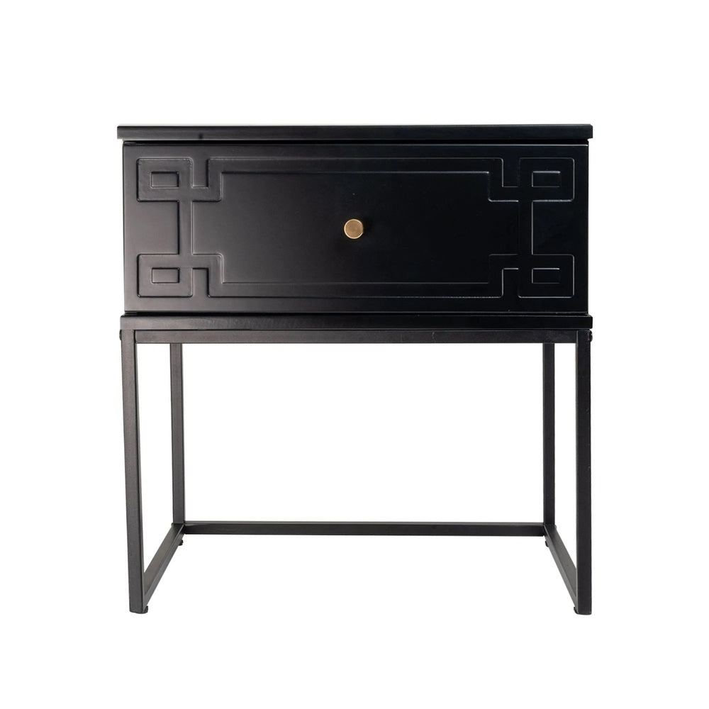 Morena (Pattern) Bedside Table Black 50cm