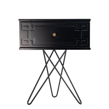 Susie (Pattern) Bedside Table Black 61cm