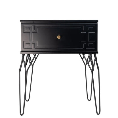 Kyra (Pattern) Bedside Table Black 61cm