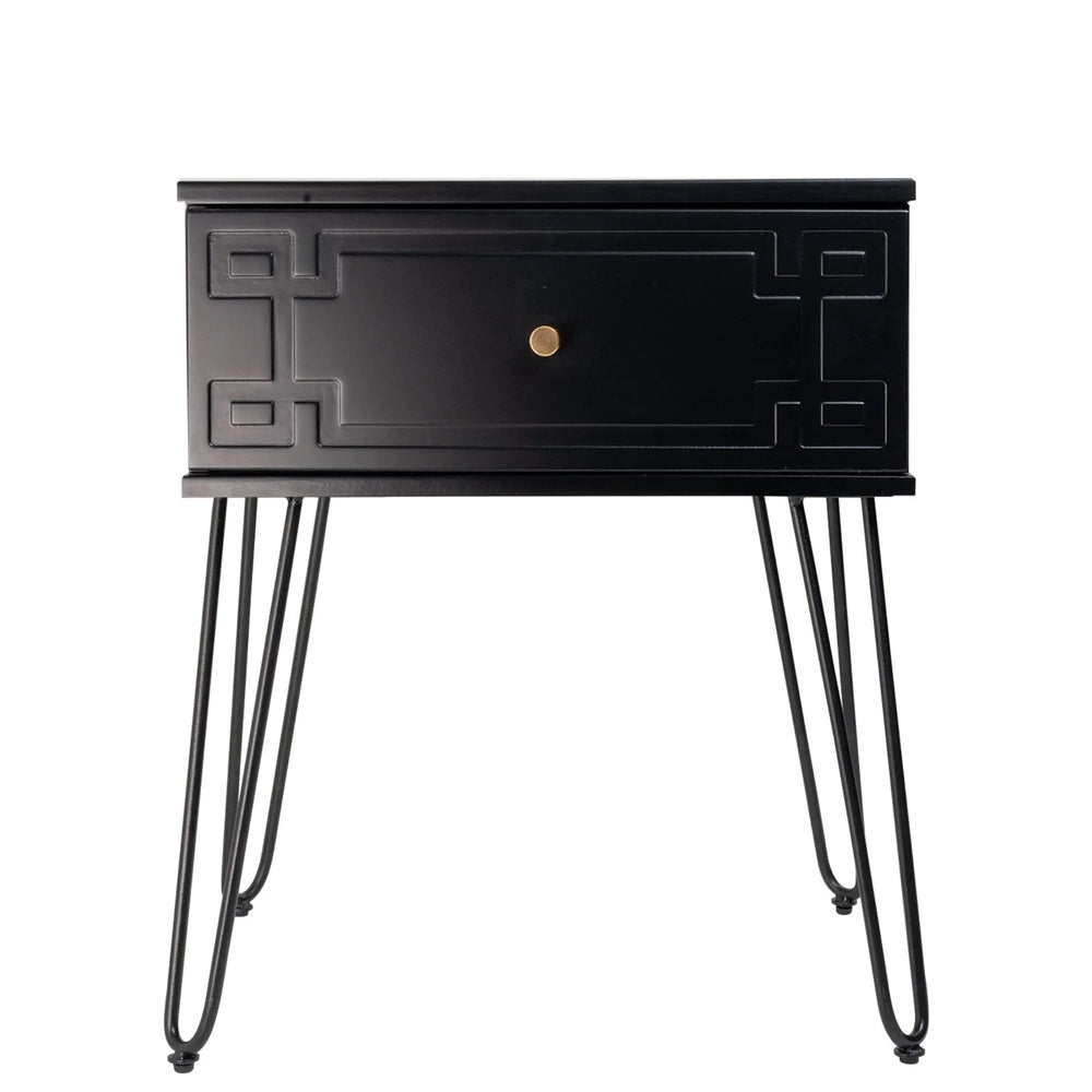 Ashe (Pattern) Bedside Table Black 61cm