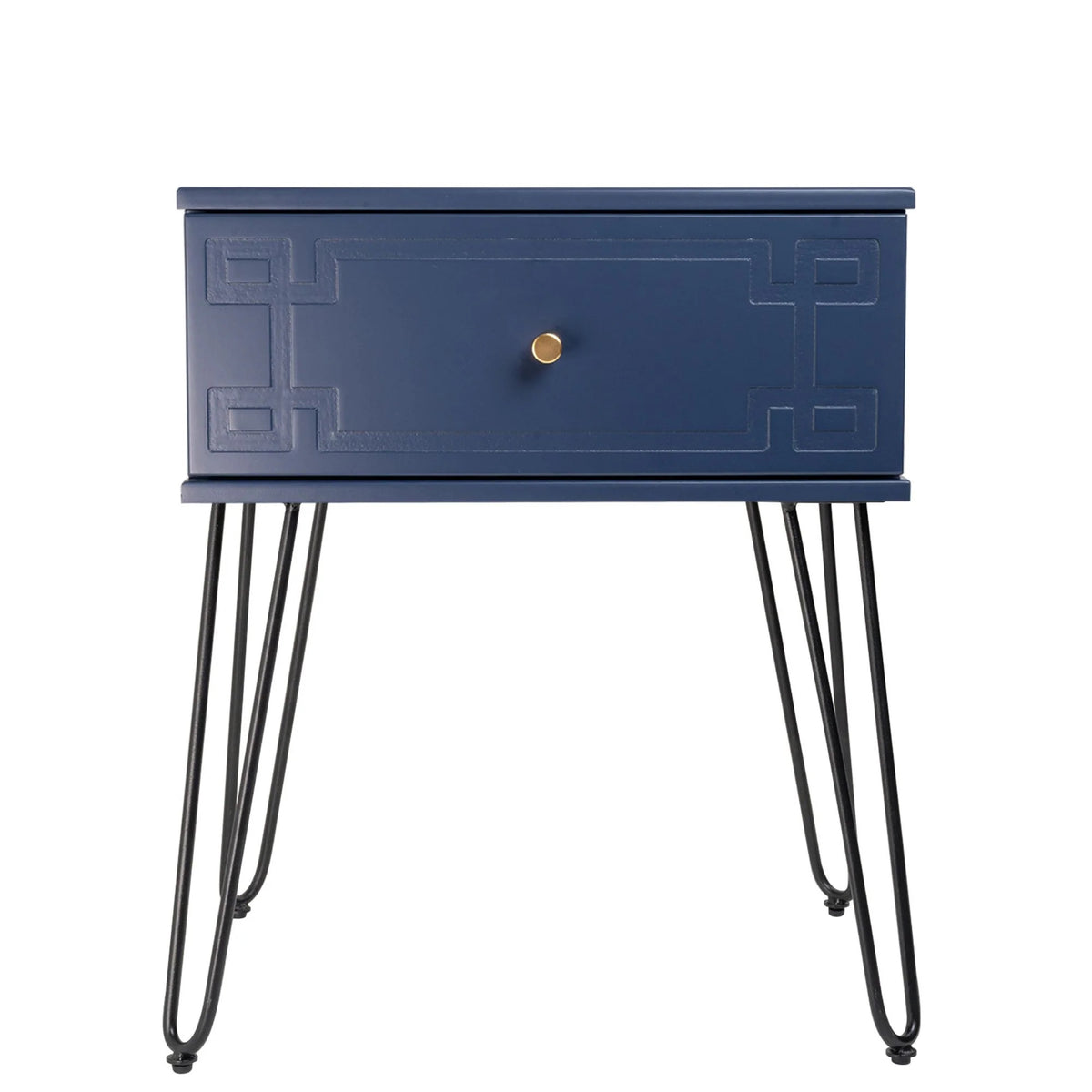 Ashe (Pattern) Bedside Table Navy Blue 61cm