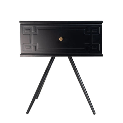Alexa (Pattern) Bedside Table Black 57cm