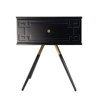 Athena (Pattern) Bedside Table Black 57cm