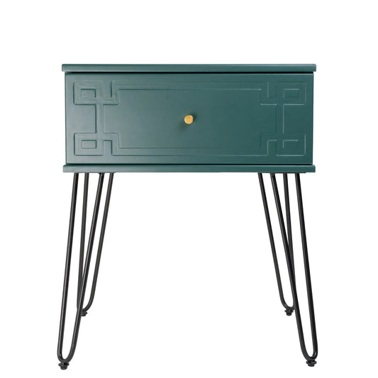 Ashe (Pattern) Bedside Table Imperial Green 61cm