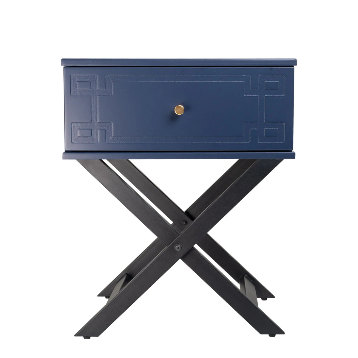 Minya (Pattern) Bedside Table Navy Blue 58cm