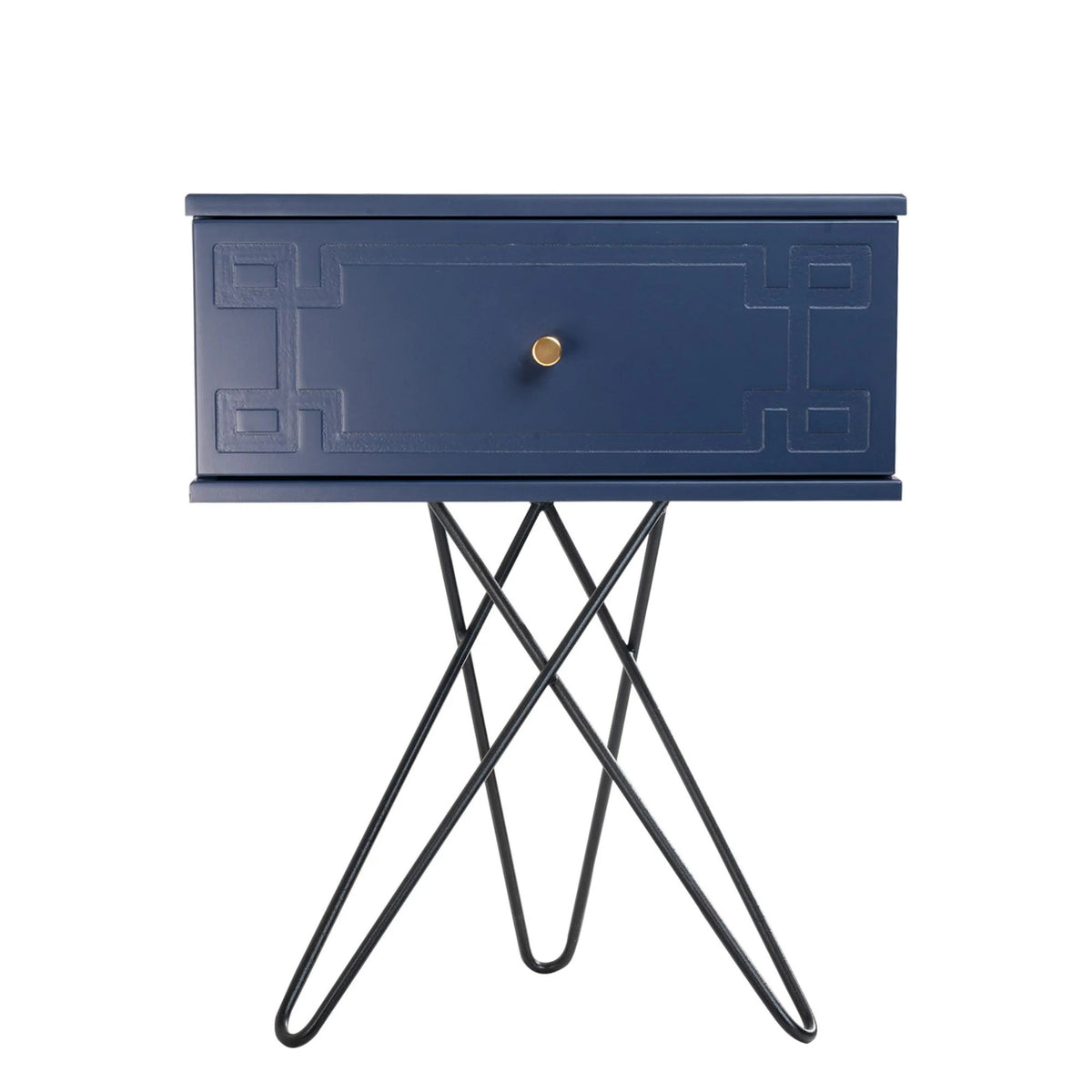 Susie (Pattern) Bedside Table Navy Blue 61cm