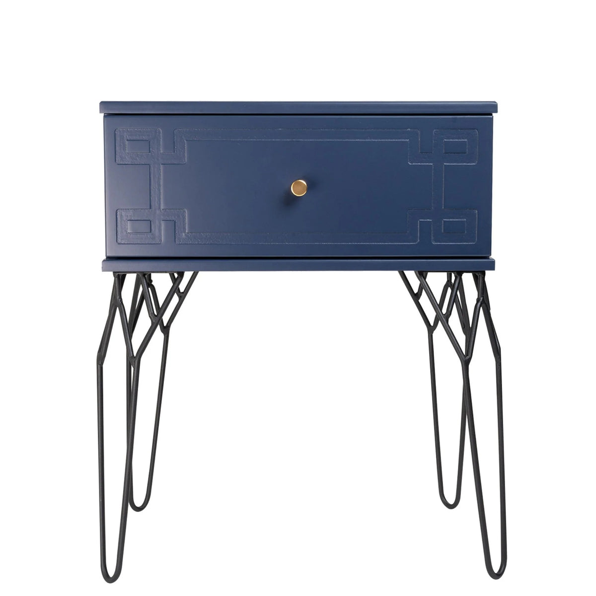 Kyra (Pattern) Bedside Table Navy Blue 61cm