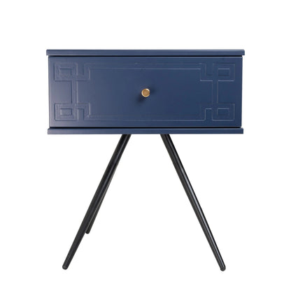 Alexa (Pattern) Bedside Table Navy Blue 57cm